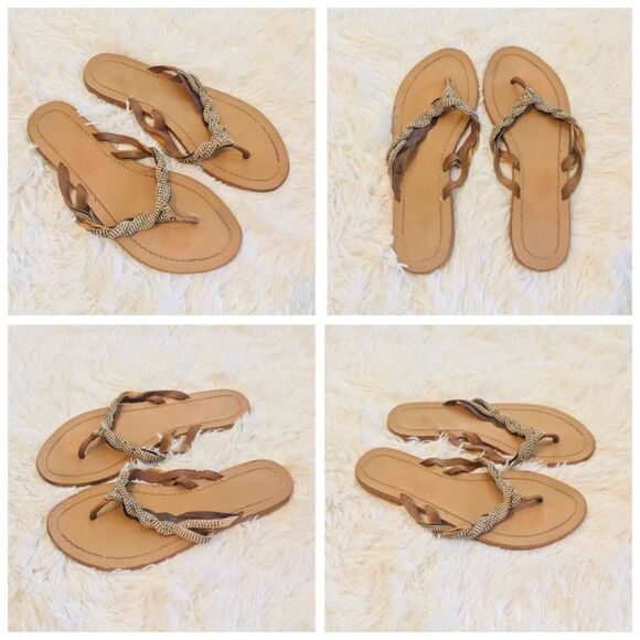 Blue by Saks 5th Avenue Gold Braided Sandals - Picture 1 of 13